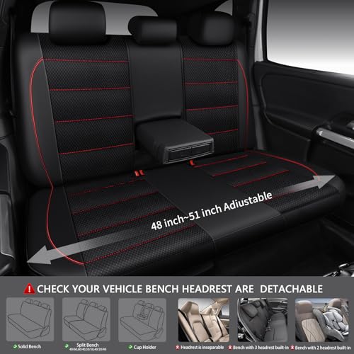 CAR PASS Mesh Leather Car Seat Covers Full Set,Breathable Mesh Faux Leather Seat Covers for Car, Universal Fit for SUV Truck Sedan Automotive, Airbag Compatible, Black and Red - color: Red Black Mesh Leather
