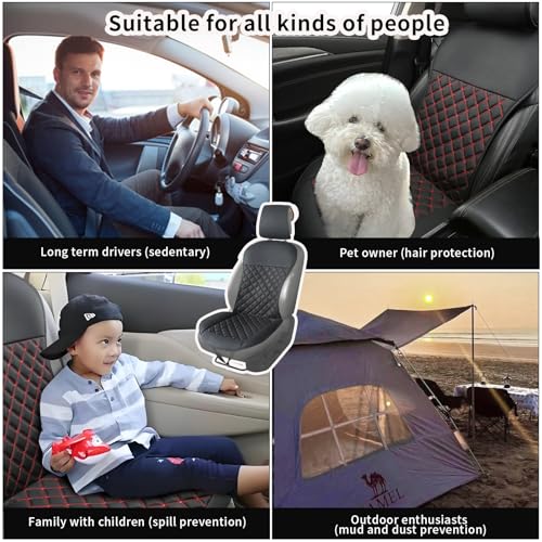 2pcs Car Seat Covers,Leather Water Proof Material No Slip Soft Car Seat Protector Side not Wrapped,for Car with Airbags,Seat Covers Universal for Most Automotive,Suvs,Vans,Trucks (Black)