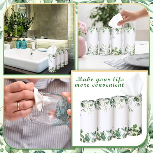 12 Pack Car Tissue Cylinder Holder Bulk with 3 Ply Facial Tissues, Round Napkin Holders for Car Cup Holder Cylinder Travel Paper Tubes Bulk Round Napkin Boxes Packs(Eucalyptus) - style: Eucalyptus