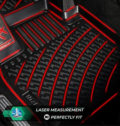 RizLiner Hyundai Santa FE 2021-2023 (No Hybrid Models) Floor Mats 3D Custom Fit Compatible with Santa FE Rubber Car Mats Laser Measured Floor Liners All Weather Waterproof Odorless (Front & Rear) - size: Santa Fe 2021 - 2023