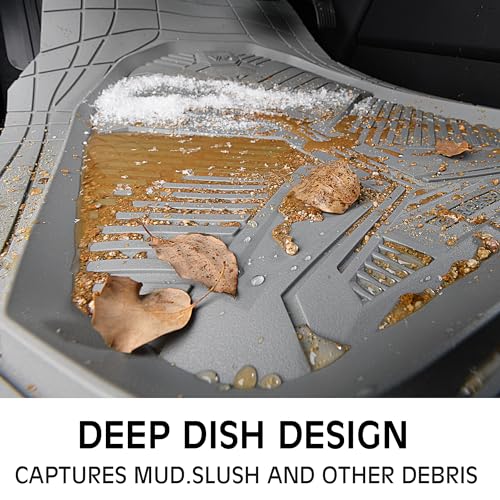 CAR PASS Heavy Duty Rubber Car Mats, Deepdish All Weather Floor Mats for Car Full Set, Universal Automotive Mats Trim to Fit for Sedans SUVs Trucks, Waterproof Anti-Slip Deep Tray 3 Pieces Light Gray - color: Gray Light