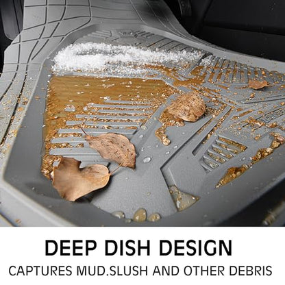 CAR PASS Heavy Duty Rubber Car Mats, Deepdish All Weather Floor Mats for Car Full Set, Universal Automotive Mats Trim to Fit for Sedans SUVs Trucks, Waterproof Anti-Slip Deep Tray 3 Pieces Light Gray - color: Gray Light