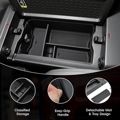 MARCHFA Center Console Organizer Tray Compatible for 2026 Toyota RAV4 Accessories Armrest Storage Box Middle Console Tray Holder with Rubber Mat Not Fit for Limited (Style 3) - style: Style 3