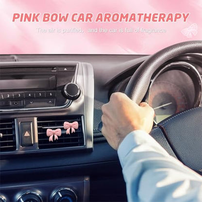 8 PCS Coquette Pink Bow Car Air Freshener Vent Clip, Cute Aesthetic Cars Scent Air Fresheners Vent Clips Decorations, Automotive Interior Accessories for Women Girl