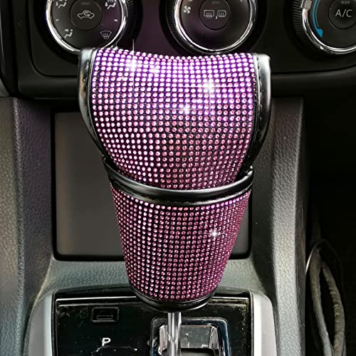 Bling Auto Shift Gear Cover, Knob Gear Stick Crystal Glitter Bling Rhinestones Protector, Universal Auto Shift Gear Cover Decoration Accessories, Pink - color: Pink
