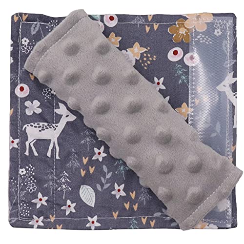 DILIMI Baby Car Seat Neck Cover, 2Pcs Carseat Belt Cover Pad, Shoulder Strap Protectors, Seat Belt Covers Cushion for Boy Girl (Grey Flower Deer) - color: Grey Flower Deer