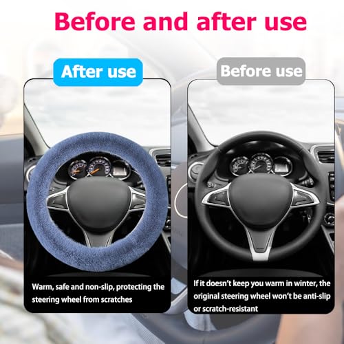 Fluffy Steering Wheel Cover, Winter Warm, Suitable for Most Car Steering Wheels in The 14-15 Inch Range (Gray, 3PCS) - color: Gray, size: 3PCS