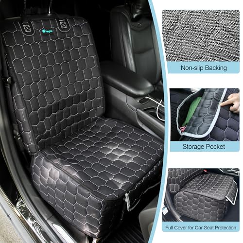 Front Seat Covers for Cars,Waterproof Car Seat Protector with Side Flaps 600D Fabric Front Seat Dog Cover for Trucks Vans SUVs Sedans, Non Slip Scratch Proof Seat Covers for Dogs in Car