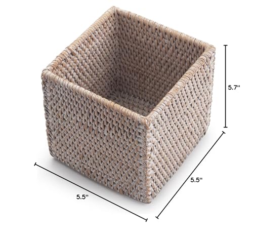 Rattan Tissue Box Cover Square, Hand Woven Wicker Tissue Holder, 5.5 x 5.5 X 5.7 inch, Whitewash - color: Whitewash, size: Square (5.7"H)