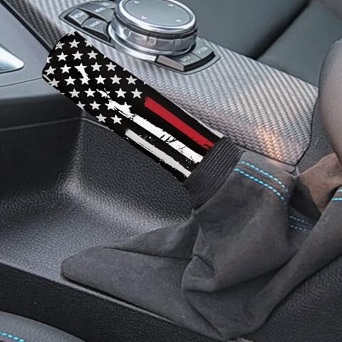 KEIAHUAN American Flag Car Gear Shift Knob Cover & Handbrake Cover Anti-Scratch Stretchy Auto Shifter Gear Hand Brake Protector Universal for Sedans,SUVs,Trucks - color: Black US Flag
