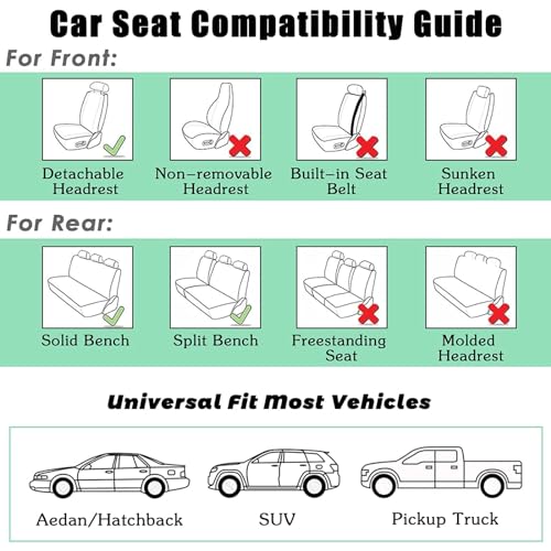 SanQing Luxury Leather Car Seat Covers Full Set 5pcs Waterproof Protector Cushion for Front and Back Seats, Universal Fit for Most Cars, Durable and Easy to Clean - color: Black&White