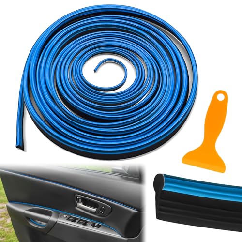 Car Interior Moulding Trim Strips, 33Ft/10M Universal Electroplating Decoration Filler Insert Strips, Styling Dashboard DIY Flexible Strip, Interior Trim Accessories with Installing Tool (Blue) - color: Blue
