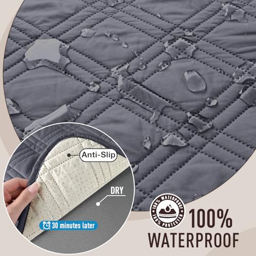 TAOCOCO Waterproof Couch Covers for Pets Dogs with Non Slip Backing, Sofa Seat Covers with Side Pocket for 3 Cushion Couch Washable Dog Couch Cover Protector Sofa Slipcovers(Sofa, Dark Grey)