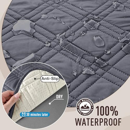TAOCOCO Waterproof Couch Covers for Pets Dogs with Non Slip Backing, Sofa Seat Covers with Side Pocket for 3 Cushion Couch Washable Dog Couch Cover Protector Sofa Slipcovers(Sofa, Dark Grey)