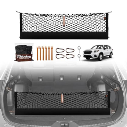 Truck Bed Cargo Net Trunk Netting Compatible with 2025 2026 Subaru Forester Accessories, Pickup Cargo Organizer SUV Sedan Storage Net w/Heavy Duty Carabiners - style: 2025+ Forester