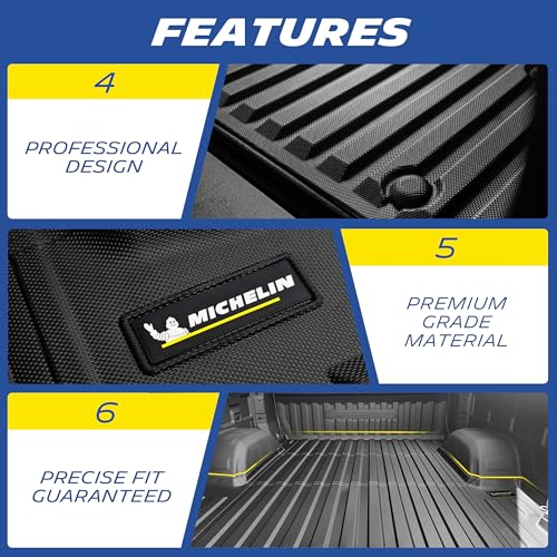 MICHELIN Truck Bed Mat for 2020-2026 Chevy Silverado/GMC Sierra 2500 3500 HD 6.8 FT / 82.2" Only (Not Fit Factory 5th Wheel Package), All-Weather Truck Bed Liner, Durable TPE Bedliner, Non-Slip - size: 2) Silverado/Sierra HD | 20-26 | 6.8 FT