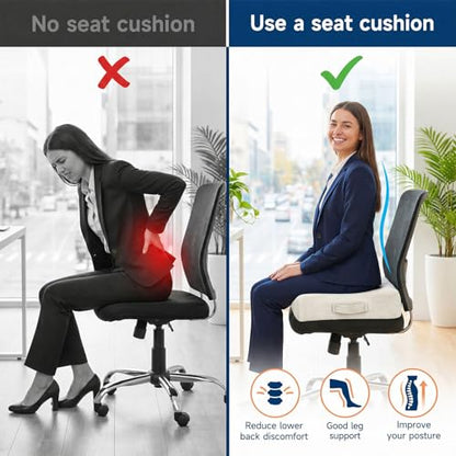 Car Booster Seat Cushion for Adults,Memory Foam Heightening Wedge Seat Pad,Elevated Chair Cushion to Improve Driving Vision(15.7×15.7×5.9inch,White)