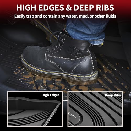 LASFIT Floor Mats for Hyundai Santa Fe 2021 2022 2023 (Only Fit Gas, Not Fit Hybrid or PHEV), All Weather TPE Custom Fit Car Floor Liners 1st & 2nd Row Mats Accessories, Black - size: 2)For Hyundai Santa Fe | 2021-2023 | Gas
