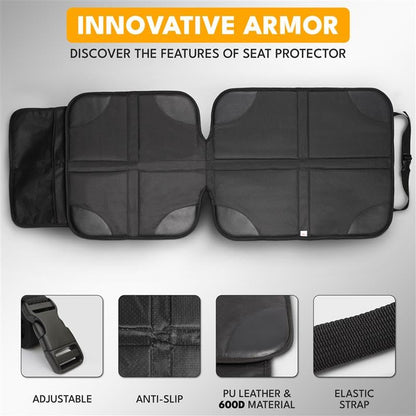 EcoNour Car Seat Protector 1 Pack, 600D Waterproof Non-Slip Seat Mat with Extra Thick Padding & Mesh Storage Pocket, Under Baby Car Seat or Pet, Protects Upholstery from Dirt & Damage - size: 1-Pack