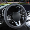 3D Premium Skin-Feel Leather Large Steering Wheel Cover, Anti-Slip Breathable Soft Slim Design, 15.5 inch to 16 inch, Black - color: Solid Black, size: Round-Large[15.5''-16'']