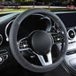 3D Premium Skin-Feel Leather Large Steering Wheel Cover, Anti-Slip Breathable Soft Slim Design, 15.5 inch to 16 inch, Black - color: Solid Black, size: Round-Large[15.5''-16'']