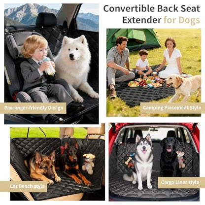 LEIMO KPARTS Dog Car Seat Cover for Back Seat,400lb Waterproof Dog Car Seat Cover Hard Bottom-Detachable,600D Heavy Duty Scratch Proof Nonslip Soft,Dog Hammock for SUVs,Car