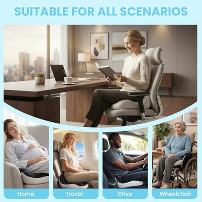 Seat Cushion,Office Chair Memory Cushion, Ergonomic Design, Relieve Sciatica and Long-Term Sitting Pain, Suitable for desks, car Seats, Games, wheelchairs - color: Black