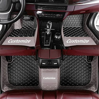 Custom Personalized Floor Mats - Luxury Full Coverage All Weather Mats, Anti-Slip Leather Set, Fits 98% of Cars, Trucks & SUVs (Gray with Black) - color: Gray with Black