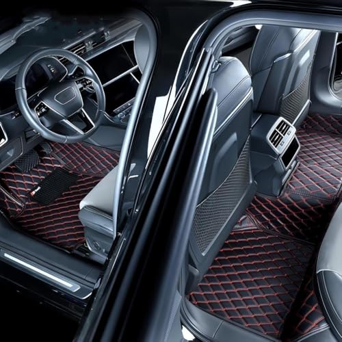 Custom Floor Mats for Audi A1, A3, A4, A5, A6, A7, A8,TT, TTS, Q2, Q3, Q5, Q7, Q8,RS3 RSQ8 S3 S4 S5 S6 S7 S8 e-tron, Q4 e-tron,All Weather Waterproof Luxury Leather (Gray and Black) - color: Gray and Black