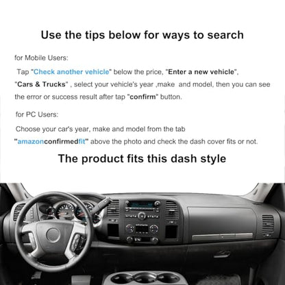 Dash Cover Custom Fit for Chevy Chevrolet Silverado 1500 LT/WT 2007-2013 2500 HD / 3500 HD/GMC Sierra 2007-2013 .Dashboard Cover Mat Pad Carpet (08-13, Black) Y74 - color: 08-13 Black