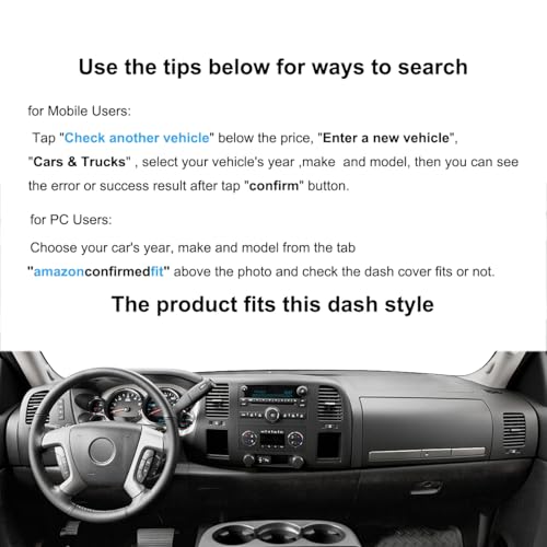Dash Cover Custom Fit for Chevy Chevrolet Silverado 1500 LT/WT 2007-2013 2500 HD / 3500 HD/GMC Sierra 2007-2013 .Dashboard Cover Mat Pad Carpet (08-13, Black) Y74 - color: 08-13 Black