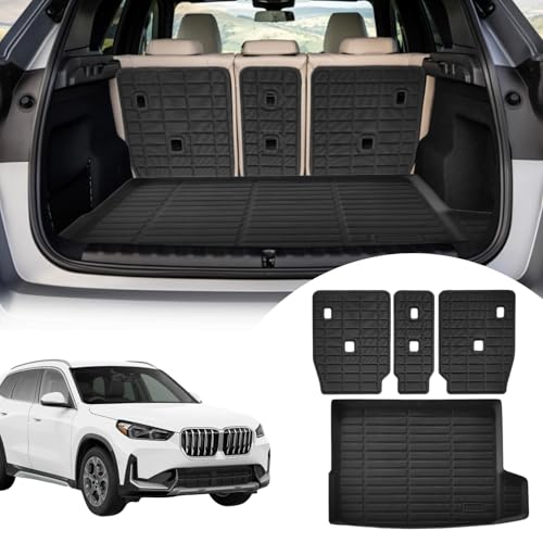 Cargo Liners Backrest Mat for BMW X1 Accessories 2023-2025 with Hook&Loop Rear Trunk Mat Rear Seat Back Cover Protector All Weather Anti-Slip Split Dog Liner 4 PCS - size: BMW X1 2023-2025