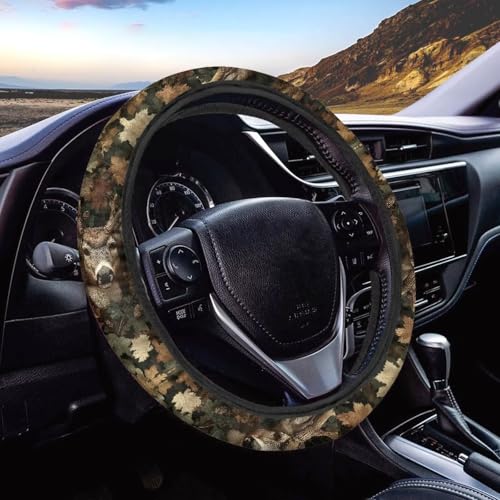 Camo Steering Wheel Cover 15 Inches for Men Reindeer Neoprene Anti-Slip Blue Car Steering Wheel Grip Wrap Soft Car Accessories Protective for SUV Vehicle Sedan Truck - color: Camo Branch Reindeer