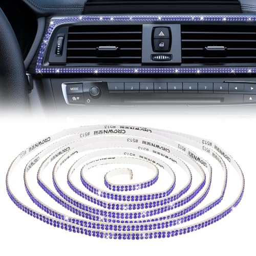16.4Ft Bling Car Trim Self Adhesive Bling Rhinestone Car Accessories for Women Glitter Crystal Rhinestone Cars Interior Exterior Accessories Sticker DIY Cars Dashboard Diamond Decor for Women (Pink) - color: Blue, size: 16.4Ft