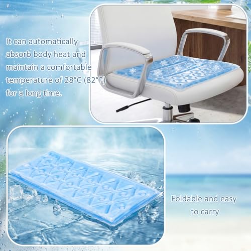SiliFine 2 Pack Cooling Seat Cushion Reusable Pcm Cooling Pad No Condensation Foldable Portable Ice Mat Gift for Women Men Car Seats Office Chairs Bed Wheelchair Camping Travel(Blue, 15.7" x 11.8")