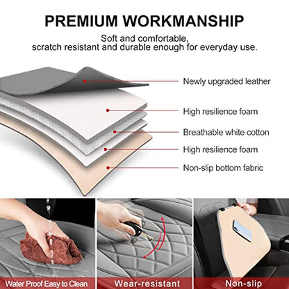 1 Pack Leather Front Car Seat Cover, Universal Sideless Car Seat Protector with Storage Pocket and Seat Belt Pad, Waterproof Automotive Seat Cover Cars Trucks SUV(Grey) - color: front 1pcs gray