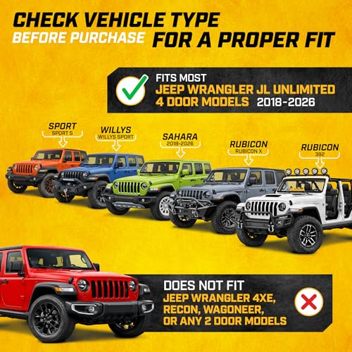 Cat® JustFit™ 3D Floor Mats for Jeep Wrangler JL 2018–2026 Custom Fit All Weather Floor Liners, Heavy Duty Rubber Mats for Jeep Wrangler Unlimited (Not for PHEV or JK) Accessories for Full Protection - style: Jeep Wrangler 4WD (2018-2026)