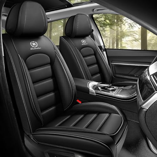 Car Seat Covers for Kia K5 2021-2026, Premium Nappa Leather, Waterproof, Anti-Slip, Full Coverage, Airbag Compatible, Breathable, All-Weather, Easy Install (2 Seats, Classic Black) - color: 2 Seats - Classic Black, size: Kia K5 2021-2026