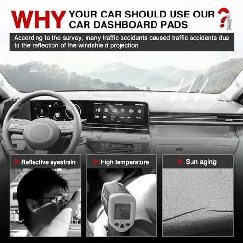 Autorder Dashboard Cover Mat for Hyundai Kona 2024 2025 2026 Accessories Dash Cover Upgrade Velvet Dash Mat Sunshade Glare UV Rays Protector - size: 2024-2026 Hyundai Kona