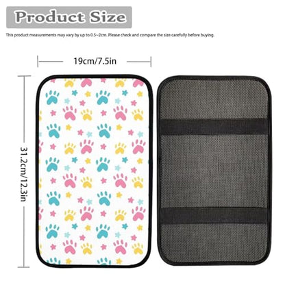UNICEU Dog Paw Star Print Auto Center Console Armrest Pad Universal Fit Armrest Seat Box Cover Protector Car Armrest Cover for SUV Truck Vehicle - color: Dog Paw Star