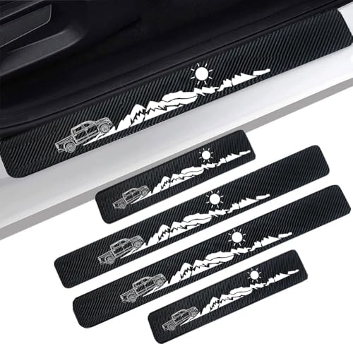 Universal Auto Car Door Sill Protectors 4Pcs Carbon Fiber Vinyl Threshold Decorative Scuff Plate,Anti-Scratch, Anti-Dirty, Waterproof - color: 01-TRUCK-WHITE
