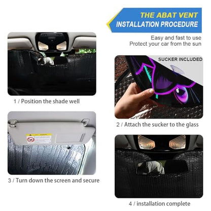 Sun Shade for Car Windshield Neon Black Cats Foldable Sun Shield Heat and UV Protection Automotive Interior Protection - color: Cats