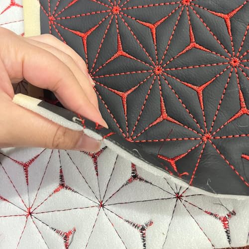 Quilted Foam Vinyl Fabric King Crown Classic Pattern with 0.23" Sponge Backing Faux Leather Fabric for Car Headliner, Furniture Upholstery, Headboards,Diamond 2" x 3" (Triangle) - color: Triangle