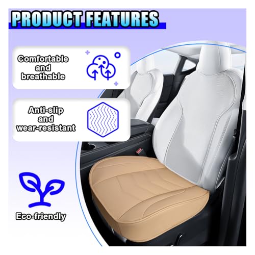 Luxury Faux Leather Car Seat Cover - Anti-Slip Waterproof Drive Seat Cushion Car Front Bottom Seat Cover with Storage Pocket - Universal Full Wrap Seats Protector for Cars SUV Trucks (Beige) - color: Beige