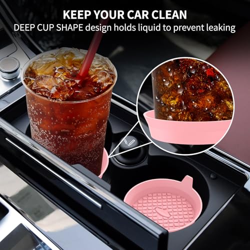 ME.FAN Car Cup Holder Coasters [4 Pack] Silicone Cups Mats, Automotive Universal Non-Slip Recessed Interior Accessories Pink - color: 4pack-pink