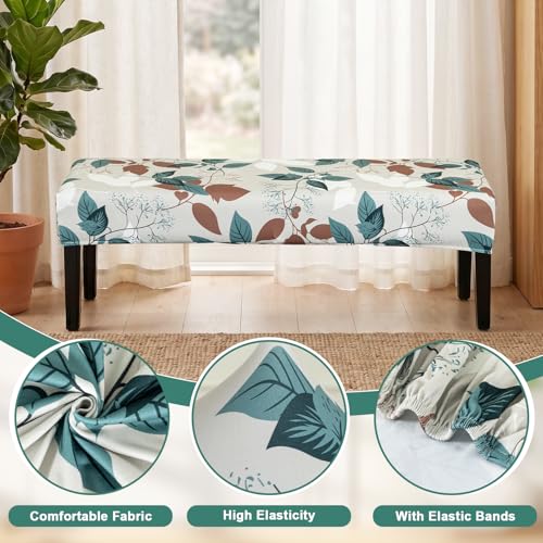 FUANGUI Floral Bench Cover,Stretch Dining Bench Cover for bedrooms, Living Rooms, Kitchens, Protector Chair Bench Piano Bench Seat Covers Stool Slipcover Removable, Washable - 02 - color: 02