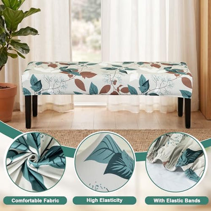 FUANGUI Floral Bench Cover,Stretch Dining Bench Cover for bedrooms, Living Rooms, Kitchens, Protector Chair Bench Piano Bench Seat Covers Stool Slipcover Removable, Washable - 02 - color: 02