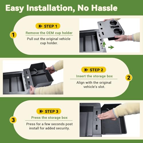 HGWEI Underseat Storage Organizer Compatible with 2015-2026 Ford F150 and 2017-2026 F250 F350 F450 Accessories - Front Console Center with 40/20/40 Jump Seat Cup Holder Replacement Tray
