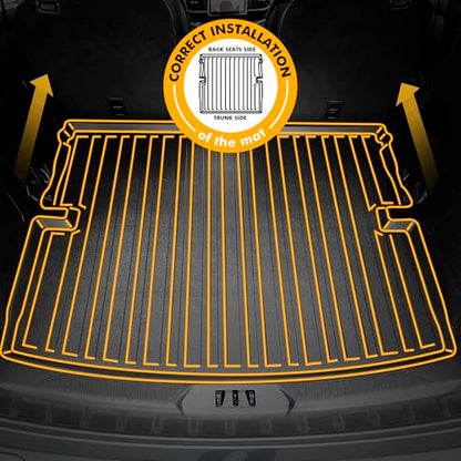 Premium Cargo Liner for Ford Explorer 2020-2025 Behind 2nd Row - 100% Protection - Custom Fit Car Trunk Mat - Easy-to-Wash & All-Season Black Cargo Mat - 3D Shaped Laser Measured Trunk Liners