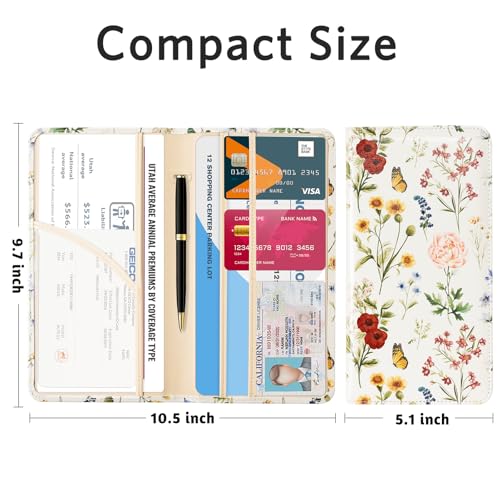 CoBak Car Registration and Insurance Holder - Vehicle Glove Box Car Organizer,Auto Truck Comparment Accessories Case with Magnetic Closure for Driver License,Cards - color: L-Butterfly Wonderland
